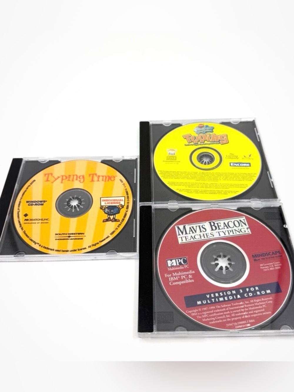 Lot of 3 Typing PC Games: SpongeBob Typing, Typing Time, Mavis Beacon